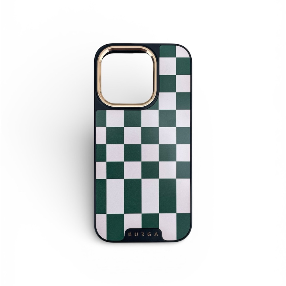 Burga Elite Ivy League Green and White Checkered Phone Case IPhone 13Pro, 14Pro